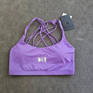 Raw Gear Women's Purple Cross Back Sling Padded Sports Bra Size Large